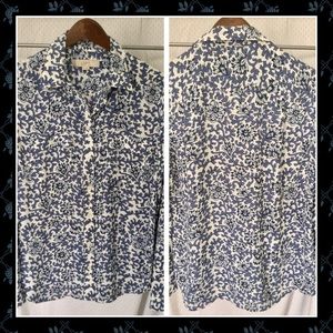 Ann Taylor LOFT roll tab long sleeve top blouse M
